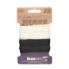 Beadsmith S-Lon Bead Cord Tex210 - Black & White - 36m