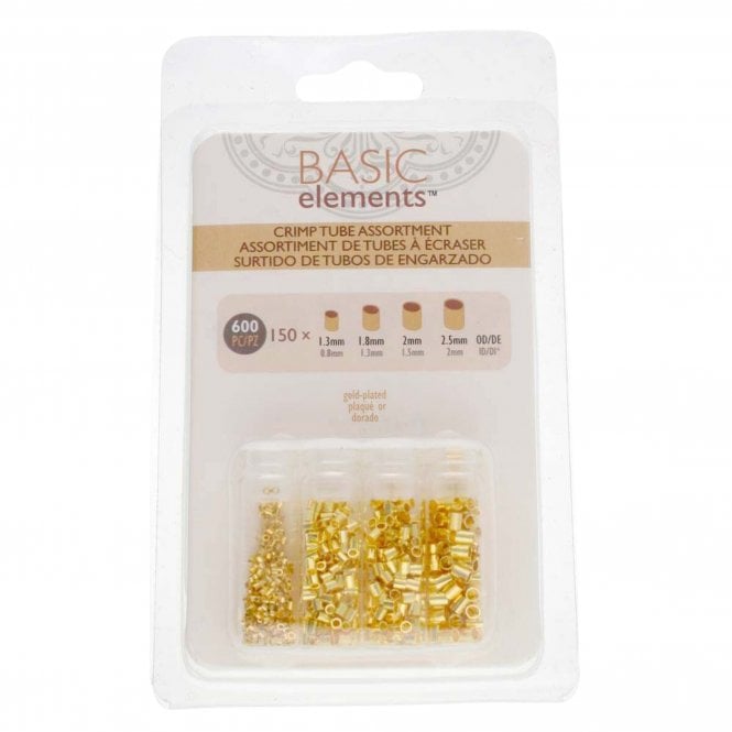  Tube Crimp Assortment Pack - Gold Plated - 600pcs