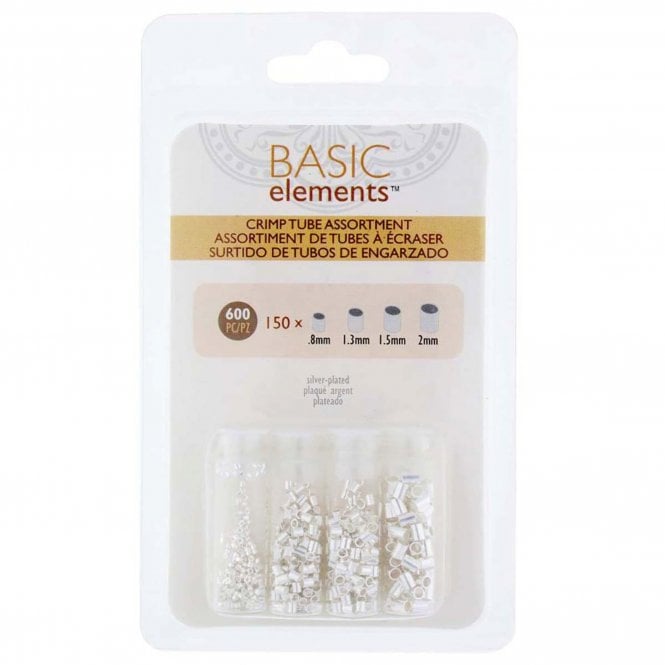  Tube Crimp Assortment Pack - Silver Plated - 600pcs