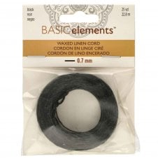 Beadsmith Waxed Linen Cord 0.7mm - Black - 22m