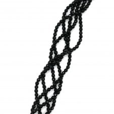 Black Agate Faceted Coins 4x3mm - 1 String (approx 96 beads)