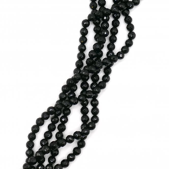 Black Agate Faceted Round 4mm - 1 String (approx 98 beads)