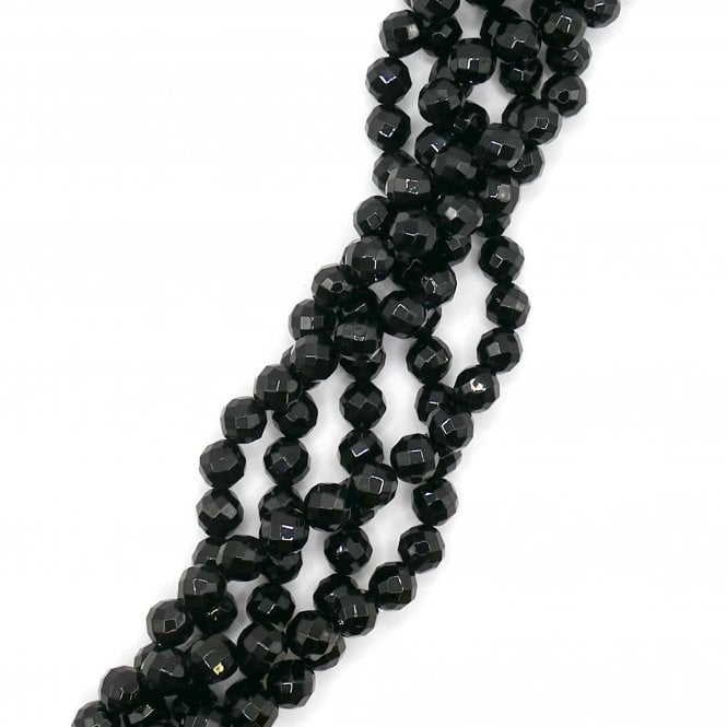 Black Agate Faceted Round 8mm - 1 String (approx 48 beads)