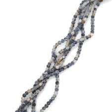 Black Frosted Cracked Agate Round Semi Precious Stones 4mm - 39cm String