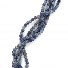 Black Frosted Cracked Agate Round Semi Precious Stones 6mm - 39cm String