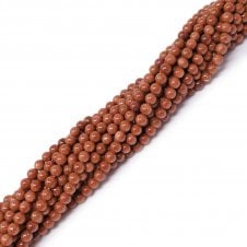 Brown Goldstone Round Semi Precious Stones 4mm - 39cm String