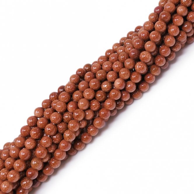 Brown Goldstone Round Semi Precious Stones 6mm - 39cm String