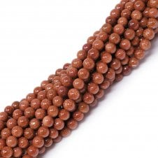 Brown Goldstone Round Semi Precious Stones 8mm - 39cm String