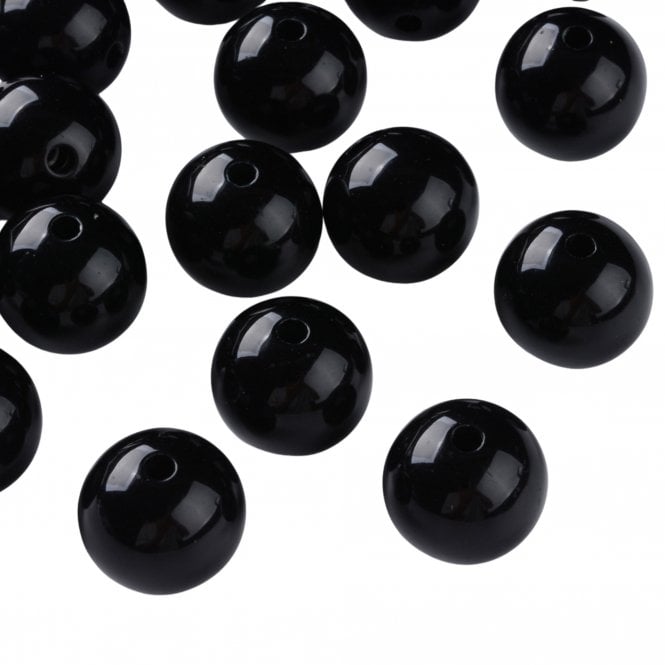 Bubble Beads 16mm - Opaque Black - 10pcs