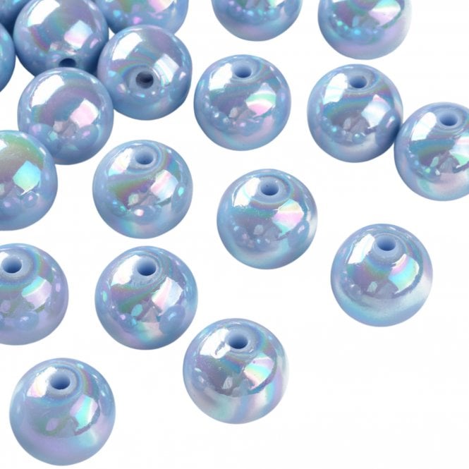 Bubble Beads 16mm - Opaque Pale Blue AB - 10pcs