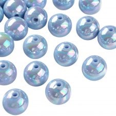 Bubble Beads 16mm - Opaque Pale Blue AB - 10pcs