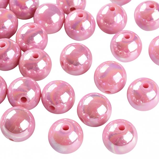 Bubble Beads 16mm - Opaque Pink AB - 10pcs