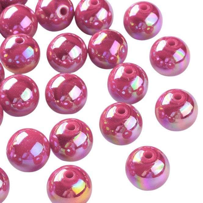 Bubble Beads 16mm - Opaque Raspberry AB - 10pcs