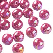 Bubble Beads 16mm - Opaque Raspberry AB - 10pcs