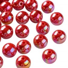 Bubble Beads 16mm - Opaque Red AB - 10pcs