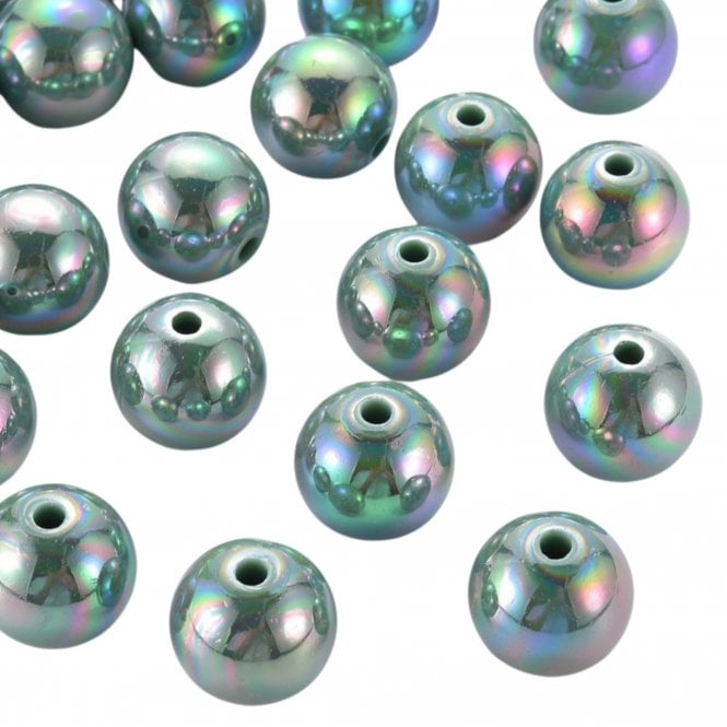 Bubble Beads 16mm - Opaque Sage AB - 10pcs