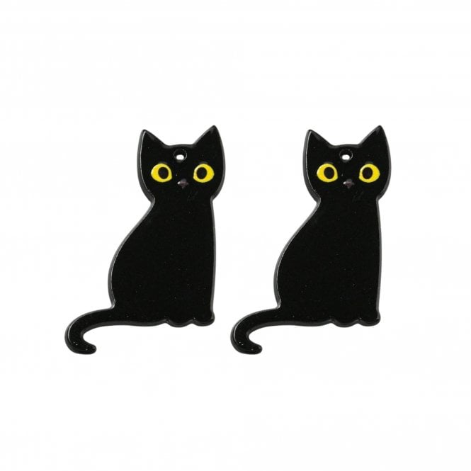 Cat Pendants Acrylic 38mm - Black Plated - 2pcs
