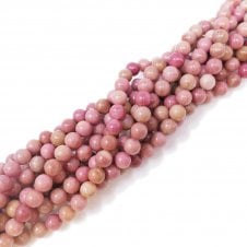 Chinese Rhodonite Round Semi Precious Stones 6mm - 39cm String