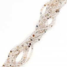 Chinese White Flower Agate Round Semi Precious Stones 6mm - 39cm String