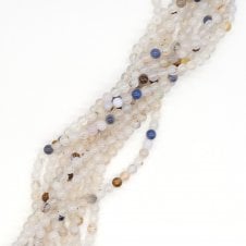 Chinese White Flower Agate Round Semi Precious Stones 8mm - 39cm String