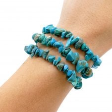 Chip Bead Stretch Bracelet - Turquoise (Dyed) - 1pc