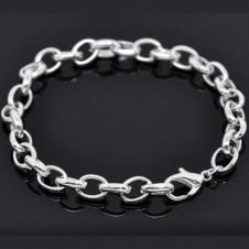 Chunky Trace Chain Bracelet - Silver Plated - 1pc