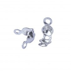 Clamshell Calottes Findings 8x4mm - Silver Plated - 50pcs