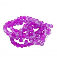 Crackle Glass Round Beads 6mm - Fuchsia/Lilac - 130pcs (1 String)