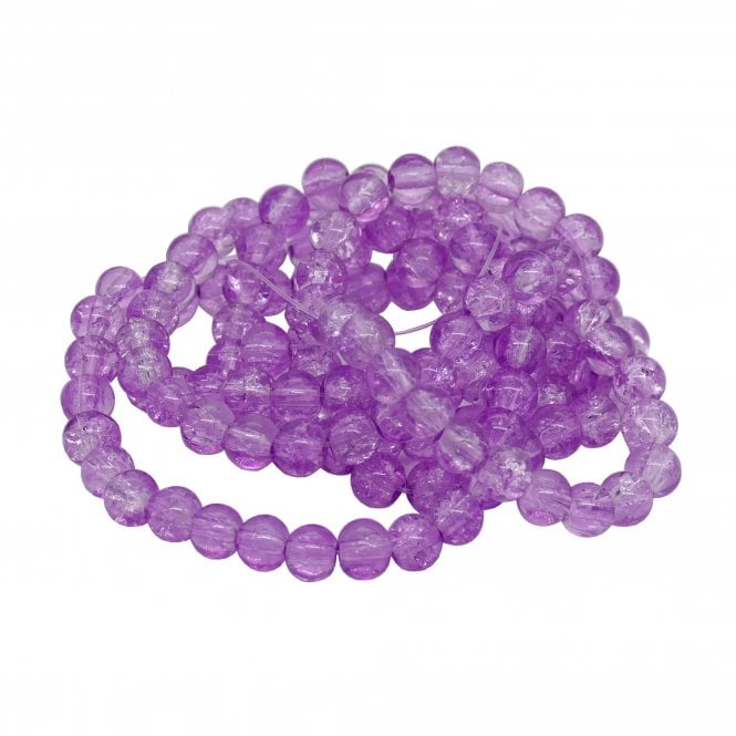 Crackle Glass Round Beads 6mm - Lilac - 130pcs (1 String)