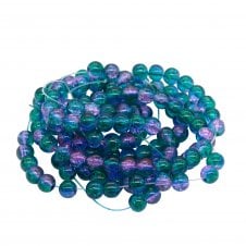 Crackle Glass Round Beads 6mm - Pink/Teal - 130pcs (1 String)