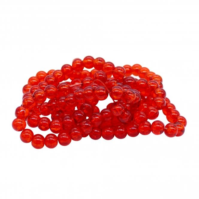 Crackle Glass Round Beads 8mm - Orange - 100pcs
