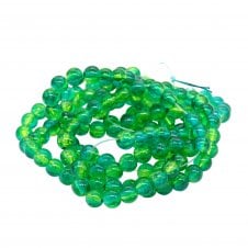 Crackle Glass Round Beads 8mm - Peridot/Teal - 100pcs (1 String)