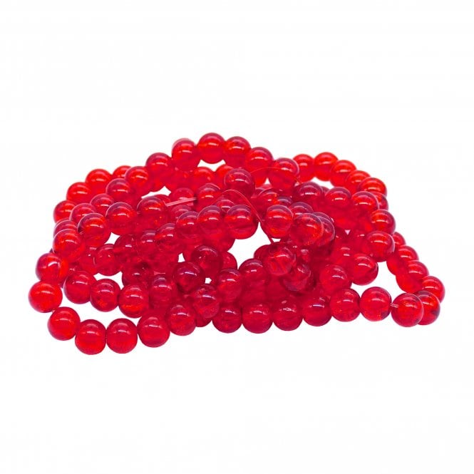 Crackle Glass Round Beads 8mm - Red - 100pcs (1 String)