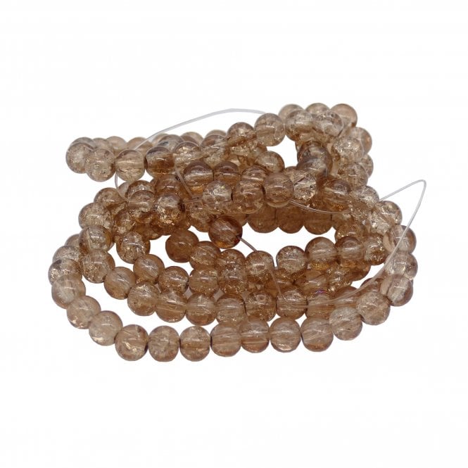 Crackle Glass Round Beads 8mm - Toffee - 100pcs (1 String)