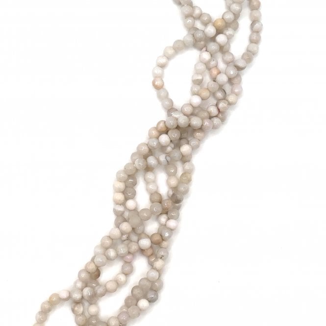 Crazy Agate Faceted Round 4mm - White - 1 String (approx 86 beads)