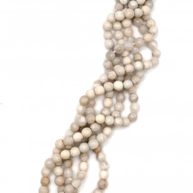 Crazy Agate Faceted Round 6mm - White - 1 String (approx 64 beads)