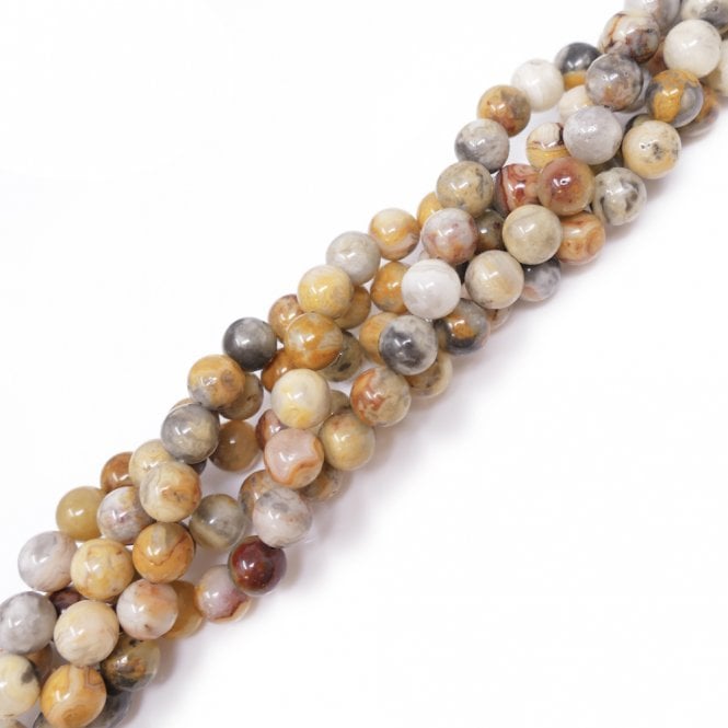 Crazy Lace Agate Round Semi Precious Stones 6mm - 39cm String