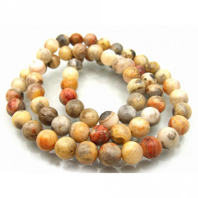 Crazy Lace Agate Round Semi Precious Stones 8mm - 39cm String