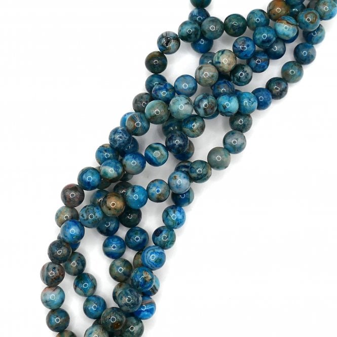Dyed Blue Crazy Agate Plain Round 8mm - 1 String (approx 48 beads)