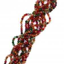 Dyed Tourmaline Fire Agate Faceted Round 4mm - 1 String (approx 90 beads)