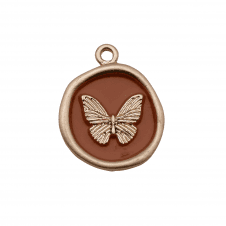 Enamel Butterfly Pendant 22mm - Rust/Gold Plated - 1pc
