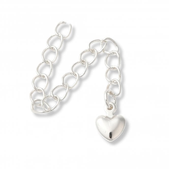 Extension Chain w/Puffed Heart 55mm - Silver Plated - 2pcs