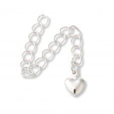 Extension Chain w/Puffed Heart 55mm - Silver Plated - 2pcs