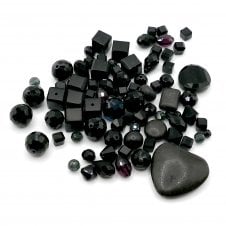 Faceted Glass Bead Mix - Black - 50g
