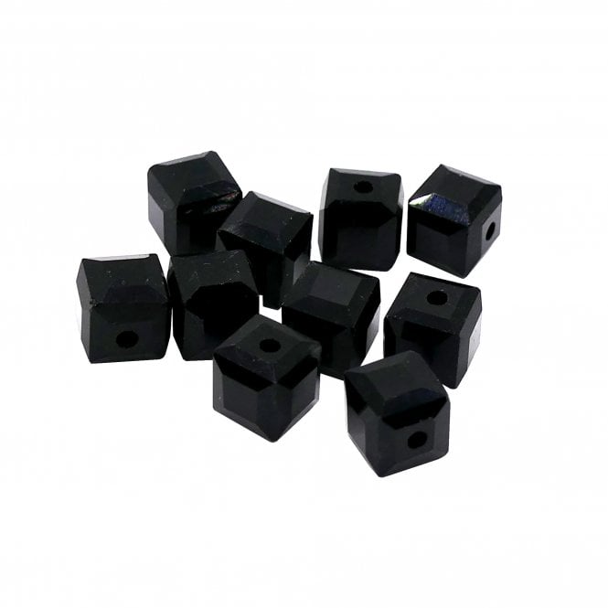 Faceted Glass Cubes 5mm - Black - 20pcs