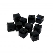 Faceted Glass Cubes 7mm - Black - 20pcs