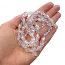 Faceted Glass Drop 12x8mm - Crystal AB - 1 String (55 beads)