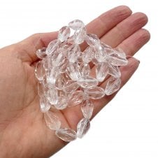 Faceted Glass Drop 15x10mm - Crystal - 1 String (46 beads)