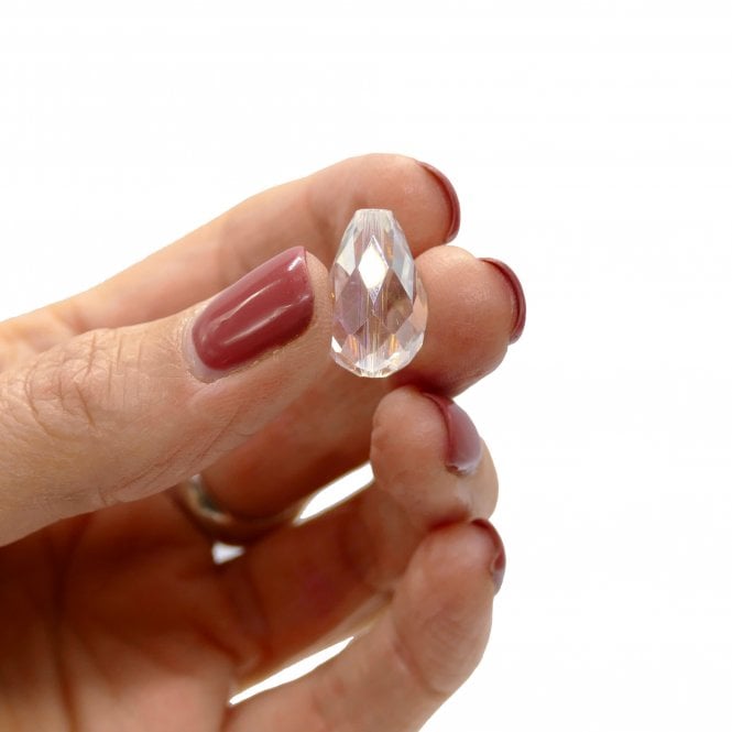 Faceted Glass Drop 18x12mm - Crystal AB - 1 String (40 beads approx)