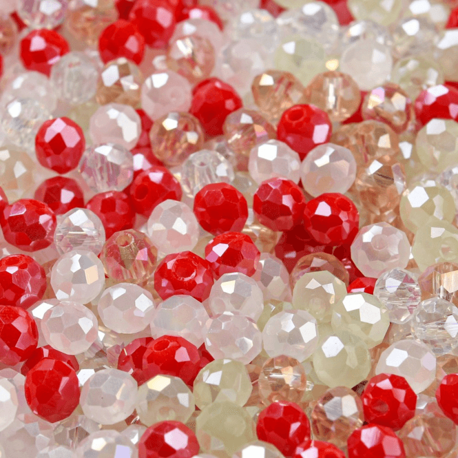 Faceted Glass Rondelle Beads 4x3mm - Cherry & Champagne Mix (400 beads)